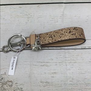 Coach Star Glitter Loop Bag Charm Key Ring Key